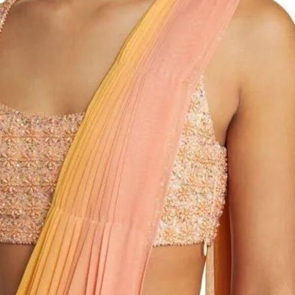 Sani Asra Dhoti Set Ombre Yellow/Pink Large Bottom & Medium Top $570 - Picture 7 of 9